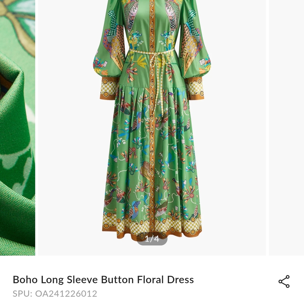 Commense Green Plaid Maxi Dress